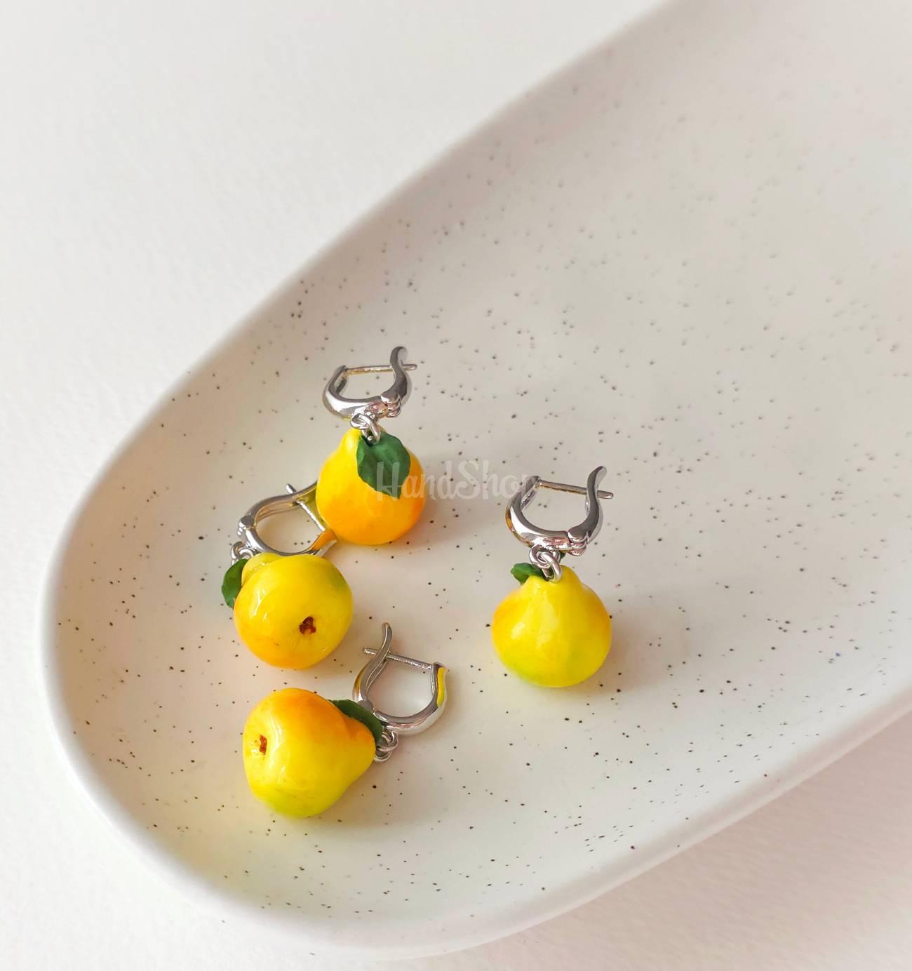 clay pear pendant and earrings clay pear pendant and earrings