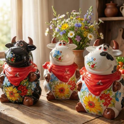 Корівка ємність для зберігання петриківський розпис кераміка