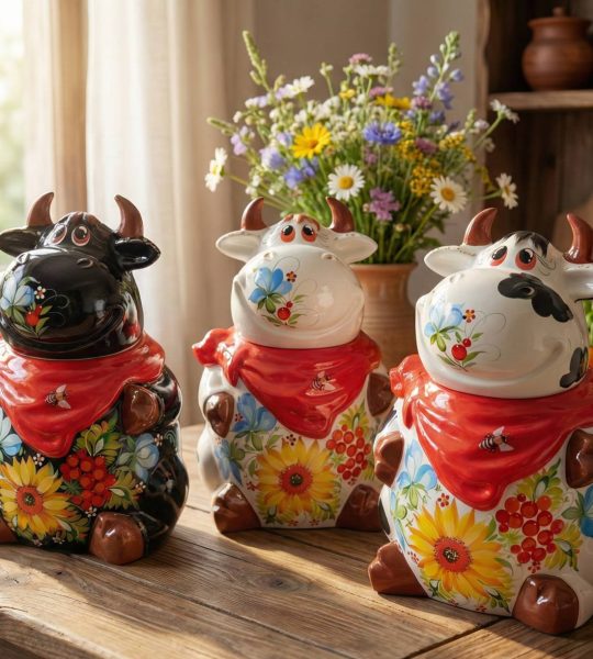 Корівка ємність для зберігання петриківський розпис кераміка