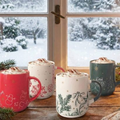 Сувенірний набір порцелянових чашок Різдво 2026, 4 шт