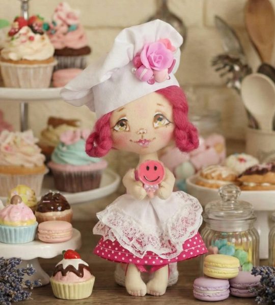 Сувенірна дитяча текстильна лялька кухар кондитер 2026