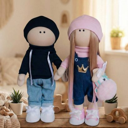 Сувенірна романтична пара ляльки текстильні тільда, 2 шт