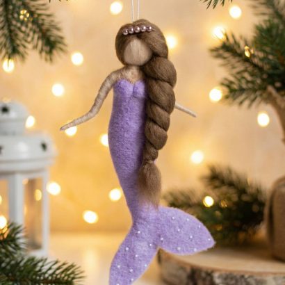 Сувенірна лялька підвіска казкова русалонька фіолетова