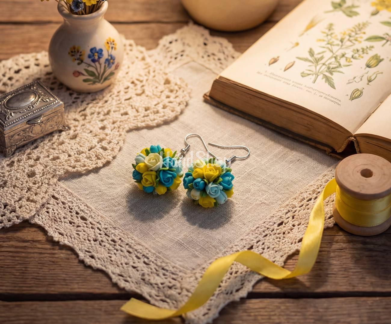 Сережки з полімерної глини маленькі троянди Ukraine Сережки з полімерної глини маленькі троянди Ukraine