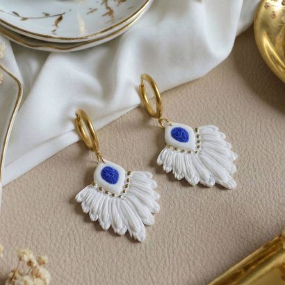 Жіночі сережки з полімерної глини сині в стилі бохо