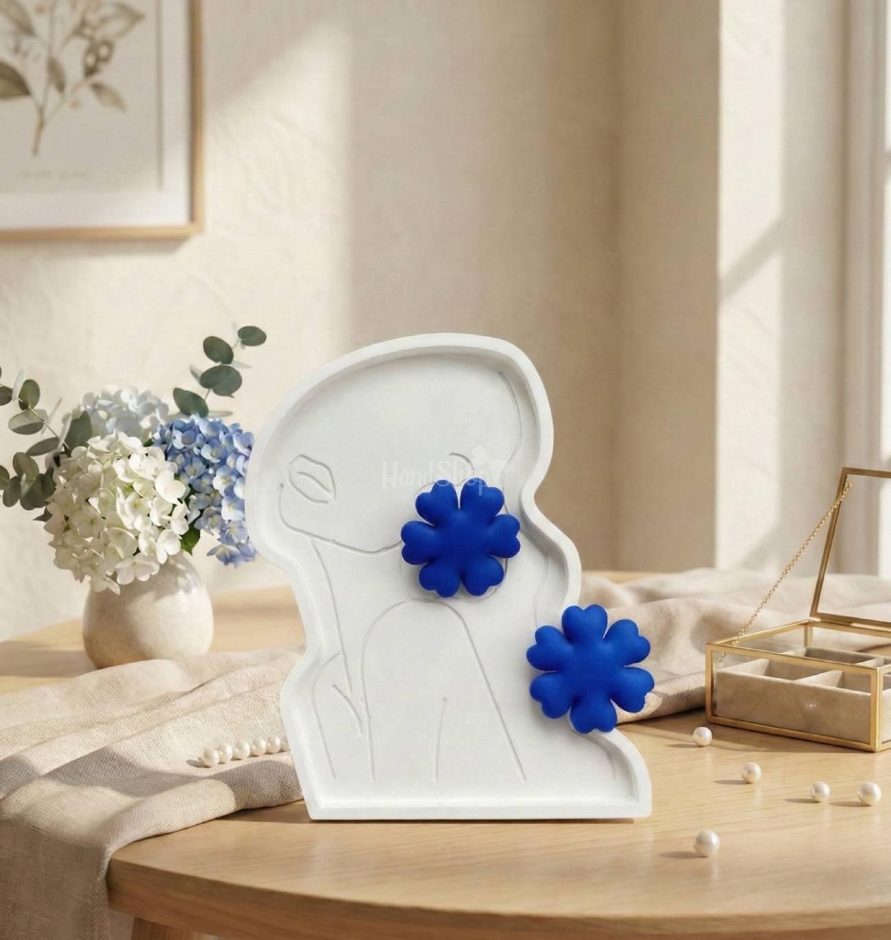 Жіночі авторські сережки об'ємні сині квіти глина Жіночі авторські сережки об'ємні сині квіти глина