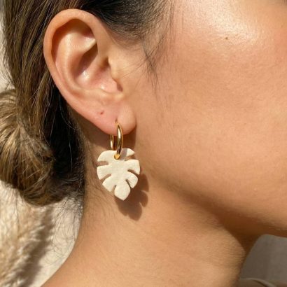 Жіночі літні сережки полімерна глина листочки монстери