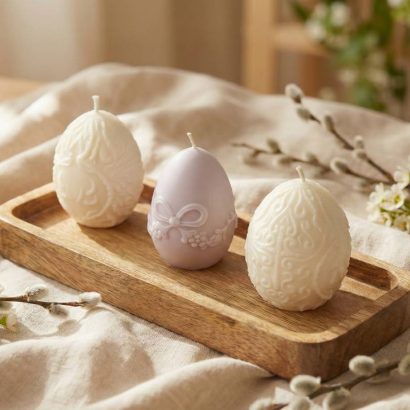 Набір сувенірних великодніх яєць з натурального соєвого воску, 3 шт