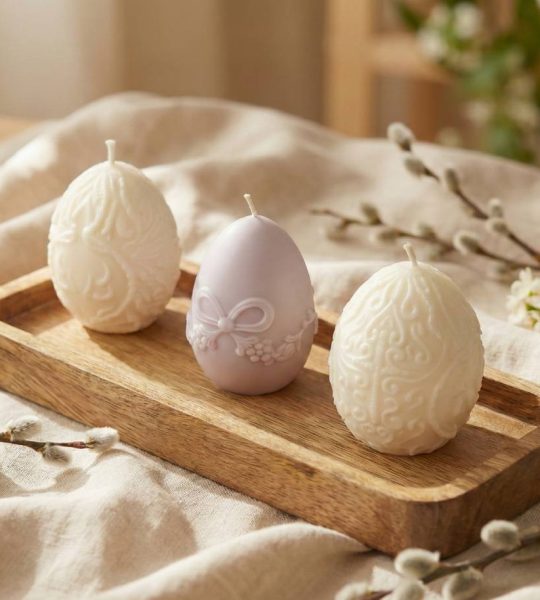 Набір сувенірних великодніх яєць з натурального соєвого воску, 3 шт