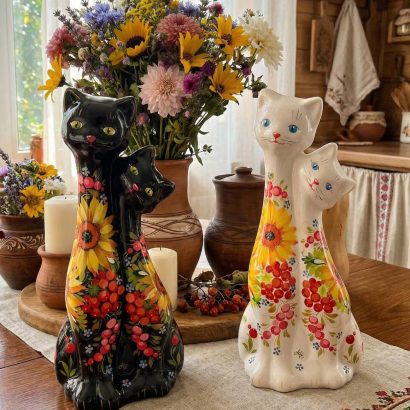 Пара котики петриківський розпис кераміка (на вибір!)
