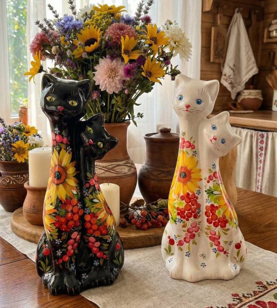 Пара котики петриківський розпис кераміка (на вибір!)