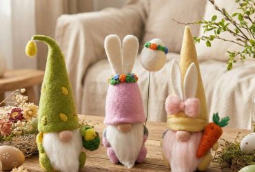 Казковий весняний гномик ручного валяння з натуральної вовни - унікальний великодній декор для дому Казковий весняний гномик ручного валяння з натуральної вовни - унікальний великодній декор для дому