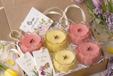 Подих весни: авторський набір зі свічкою-тюльпаном у скляній формі та ароматичними саше Подих весни: авторський набір зі свічкою-тюльпаном у скляній формі та ароматичними саше