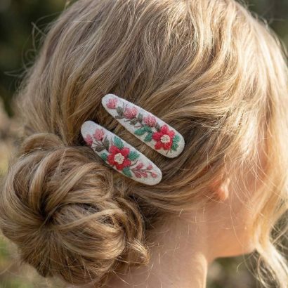 Дитячі заколки для волосся ручна вишивка квіти, 2 шт