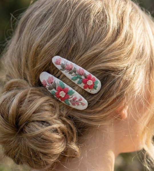 Дитячі заколки для волосся ручна вишивка квіти, 2 шт
