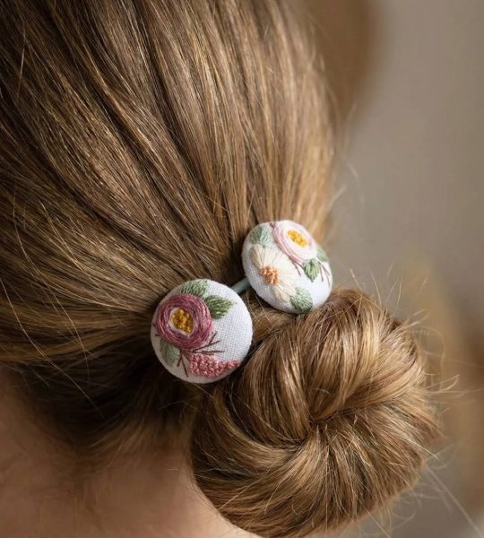 Дитячі резинки для волосся квіточки, ручна вишивка 2 шт