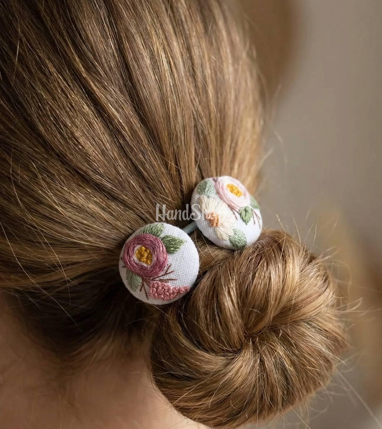 Дитячі резинки для волосся квіточки, ручна вишивка 2 шт Дитячі резинки для волосся квіточки, ручна вишивка 2 шт