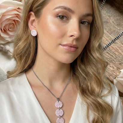 Комплект прикрас з полімерної глини круглі сережки та кулон