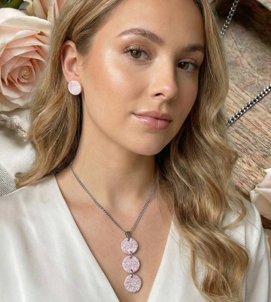 Комплект прикрас з полімерної глини круглі сережки та кулон