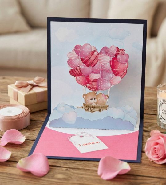 3d валентинка об’ємна листівка закохана пара ведмедиків 2026