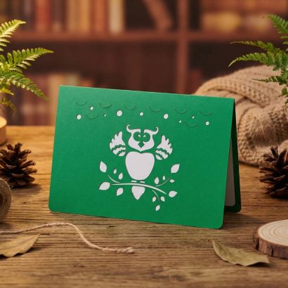 Чоловіча вітальна 3d листівка на день народження сова