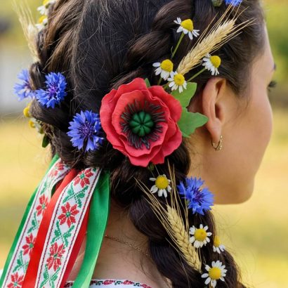 Зажим/брошка квітка польовий червоний мак з фоамірану