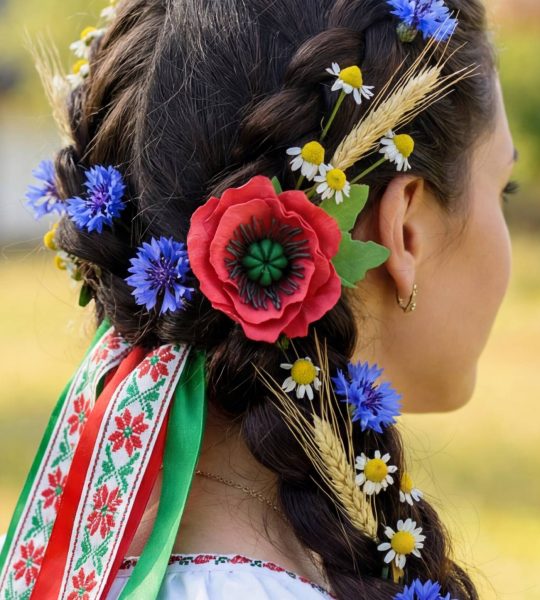 Зажим/брошка квітка польовий червоний мак з фоамірану