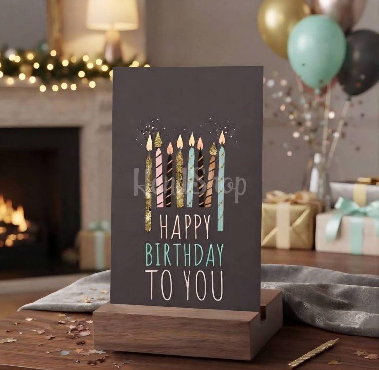 Вітальний святковий коричневий конверт зі свічками HAPPY BIRTHDAY — фото 1