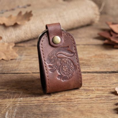 Брелок на ключі натуральна шкіра кролик тиснення сувенір