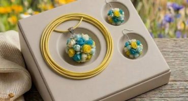 Подарунок-сувенір з України: авторські прикраси з полімерної глини - кулон та сережки троянди, що створені з душею