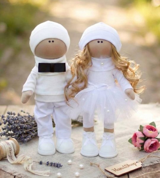 Ляльки текстильні тільда весільна парочка молодята