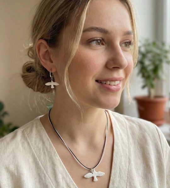 Набір прикрас пташки горлиці сережки та кулон глина