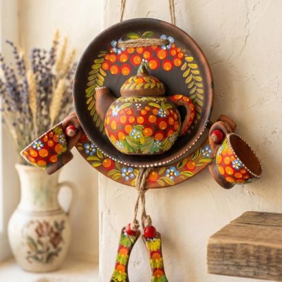 Авторська керамічна підвіска панно коромисло з розписом