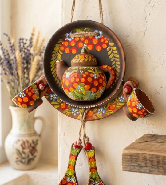 Авторська керамічна підвіска панно коромисло з розписом