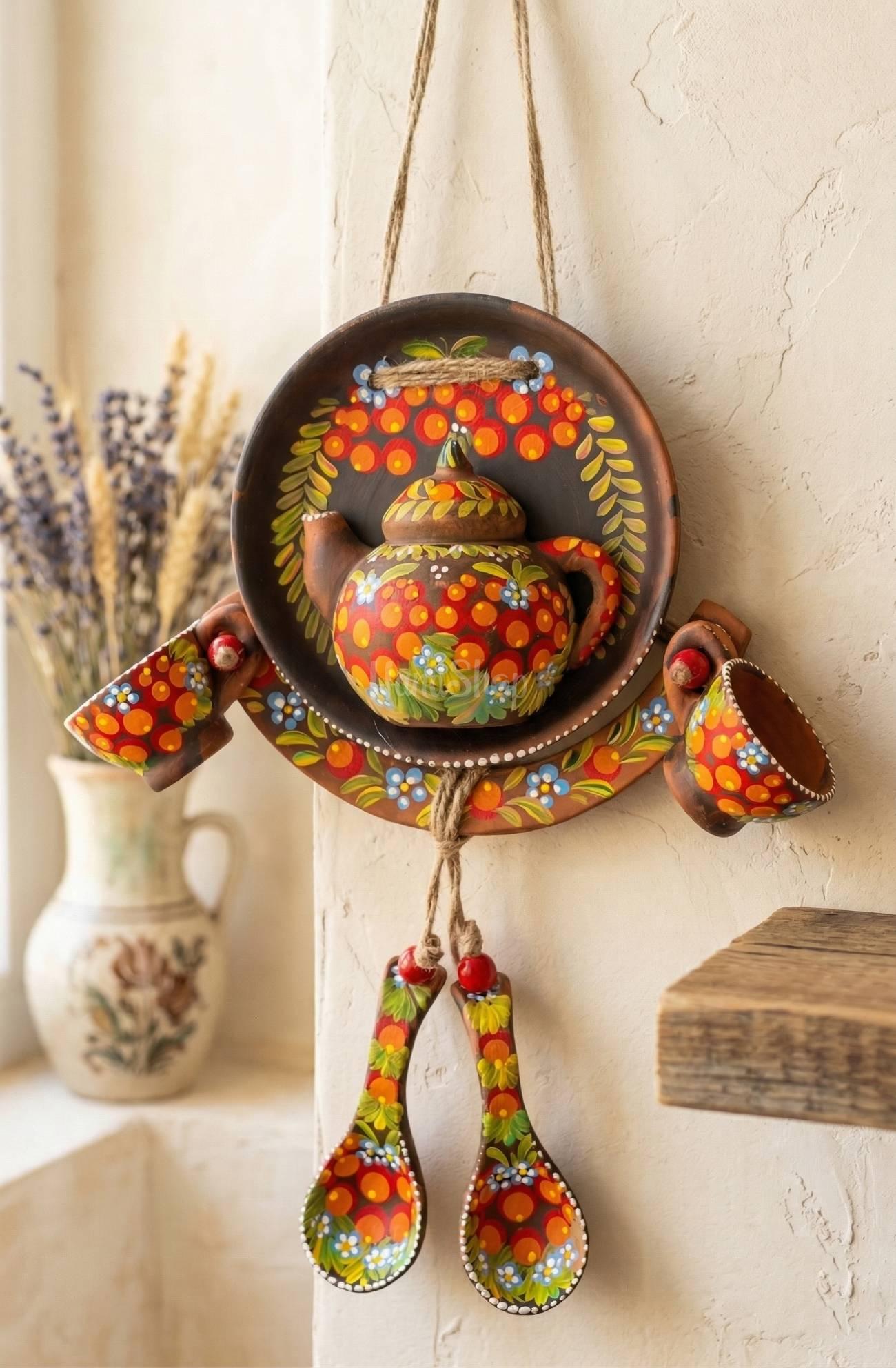 Авторська керамічна підвіска панно коромисло з розписом Авторська керамічна підвіска панно коромисло з розписом