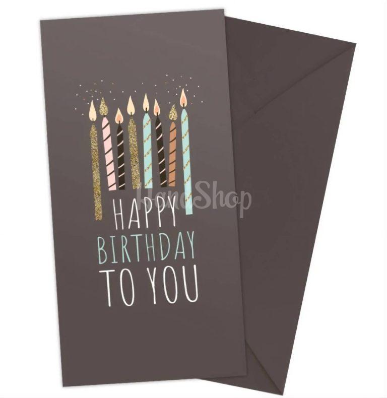 Вітальний святковий коричневий конверт зі свічками HAPPY BIRTHDAY — фото 2
