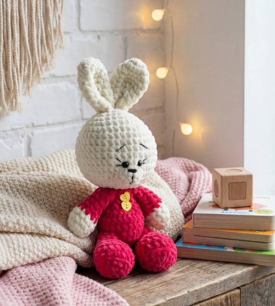 Сувенірна м'яка іграшка зая дівчинка в рожевому комбінезоні