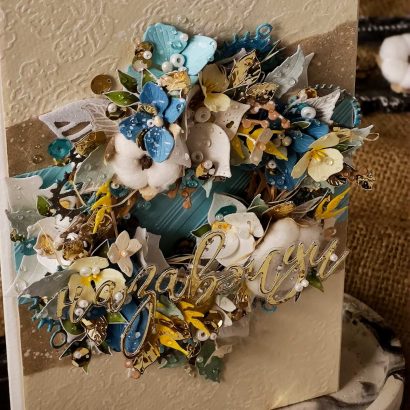 Велика вітальна об'ємна скрапбукінг листівка/конверт квіти