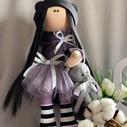 Авторська лялька тільда з серіалу Wednesday Addams