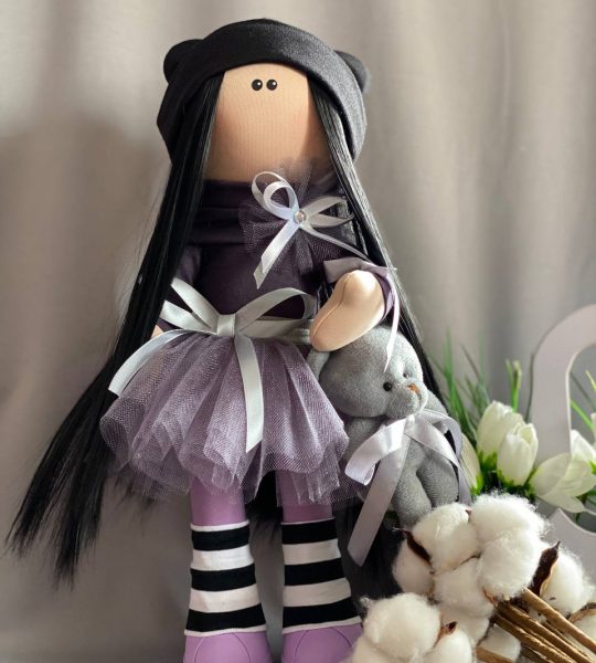 Авторська лялька тільда з серіалу Wednesday Addams