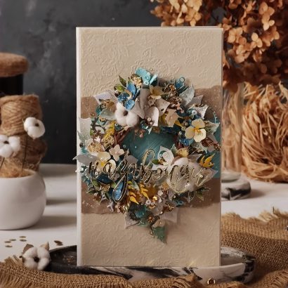 Красива скрапбукінг листівка/конверт квіти