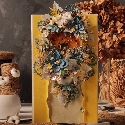 Листівка ручної роботи на день народження об'ємна квіти