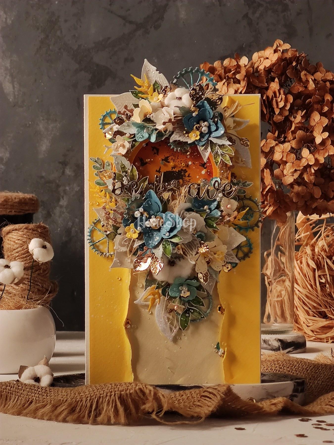 Листівка ручної роботи на день народження об'ємна квіти Листівка ручної роботи на день народження об'ємна квіти