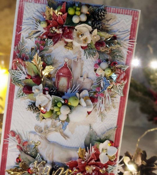 Святкова різдвяна листівка з новим 2025 зимова казка