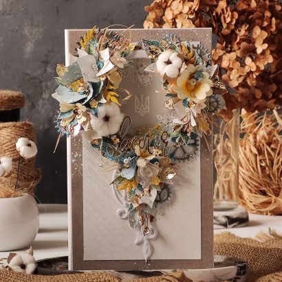 Листівка об'ємна вітальна з квітами тризуб Україна