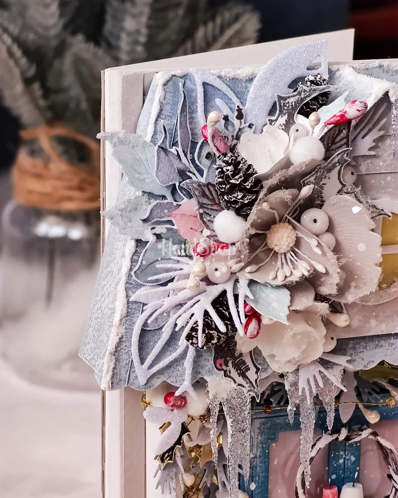 Святкова різдвяна листівка з новим 2025 роком дім олень Святкова різдвяна листівка з новим 2025 роком дім олень