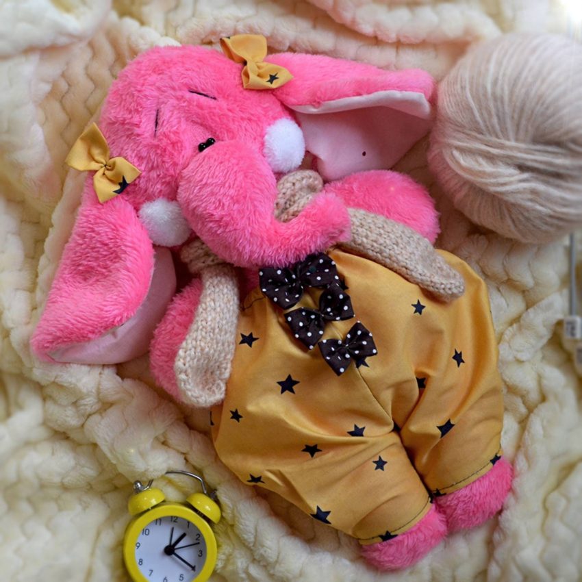Велика рожева м’яка іграшка слоненя стильняжка махра