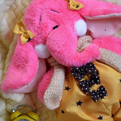 Велика рожева м’яка іграшка слоненя стильняжка махра