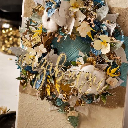 Велика вітальна об'ємна скрапбукінг листівка/конверт квіти