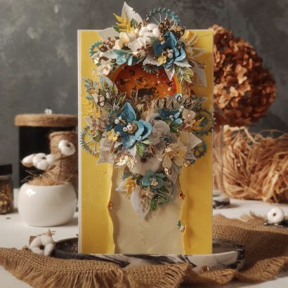 Листівка ручної роботи на день народження об'ємна квіти